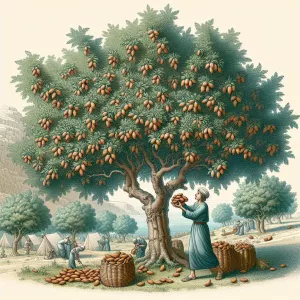 7th century Middle East image of a beautiful almond tree. Someon...