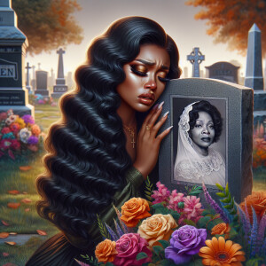 A beautiful light-skinned African-American woman with long wavy...