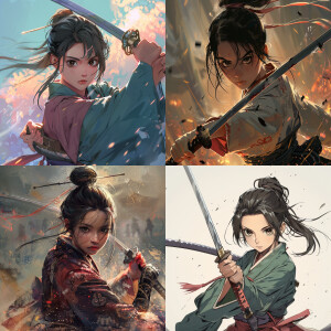 cute anime girl with katana samurai style