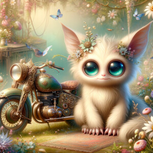 Imagine a fluffy, enchanting creature with oversized, glistening...
