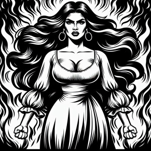 Simple lines coloring book bold lines thick lines a women with h...