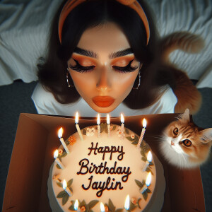 Picture a 23 year old girl with long dark brown hair and long ey...