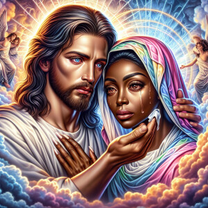 Ensure that the image distinctly represents both Jesus Christ an...