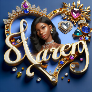 VCraft a 3-D image showcasing the name 'KAREN' in a luxurious go...