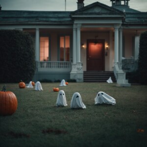 Photorealistic image . Funny, ghosts of asylum lunatics on the f...