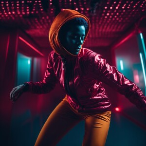 An extraterrestrial break dancer gracefully moving to the rhythm...