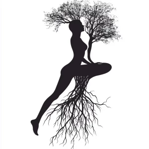 Design a black and white vector silhouette of a woman's side pro...