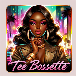 A sassy, high-gloss painted illustration of a Boujee-style Afric...