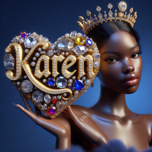 VCraft a 3-D image showcasing the name 'KAREN' in a luxurious go...