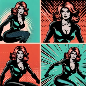 A Retro Halftone Heroics portrayal of ginger haired 45 year old...
