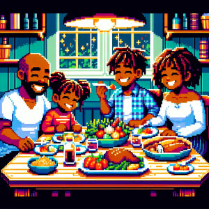 A joyful African American family the fathe, Mother and thei teen...