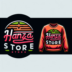 Create a realistic logo with the text "HAMZA STORE" and a pictur...