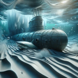 Detailed cinematic underwater photograph with wavy water distort...