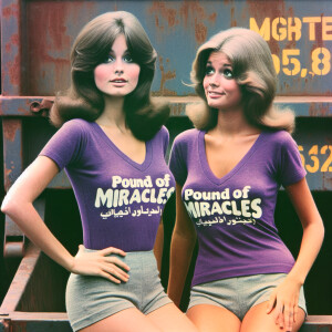 Faded photograph from 1973. Two gorgeous 24-year-old brunette wo...