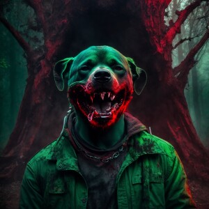 grizzly effect morbid zombie with exaggerated mouth in a snarlin...