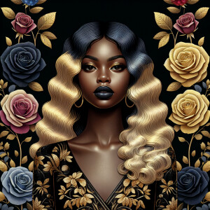 Create a vertical 3-D portrait of a light-skinned African-Americ...