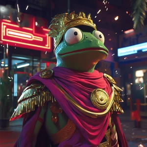 Pepe the Frog in carton style dressed as an ancient Roman empero...