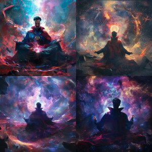 Doctor Strange in meditation traveling through the astral realms