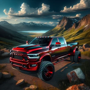 A High gloss, candy-apple red and black, meticulously polished a...