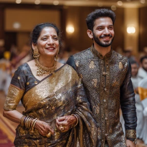 Realism .a  attractive gujarati mother in law in her 40s wearing...