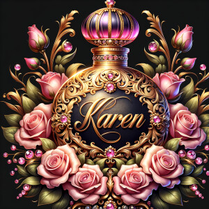 Craft an image of an ornate perfume bottle, with a luxurious des...