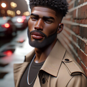 3-D image of a handsome African-American male who has a slightly...