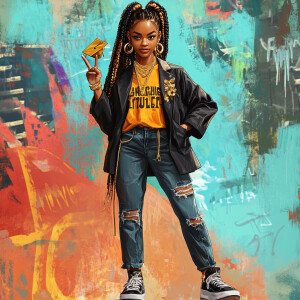 Hyper-realistic image of a stylish African American melanin seni...