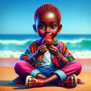 Airbrush African American caricature tan skin complexion young g...