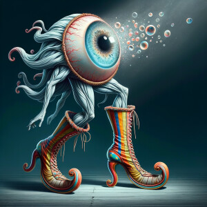 Phantom with a glass eyeball, 13ft tall with one clown leg, real...