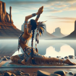 A high-definition color photo of a Native American girl wearing...