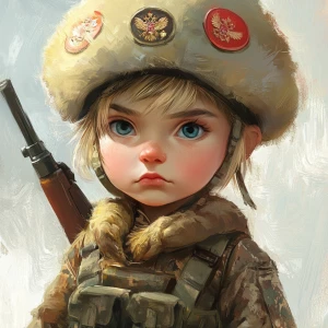 russian kid soldier, logo in disney style