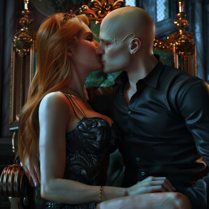 A photorealistic high resolution image. Light ginger haired fema...