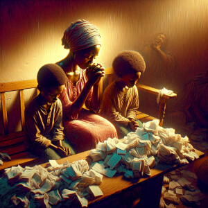 A powerful and emotional 3D render airbrush of an African Americ...