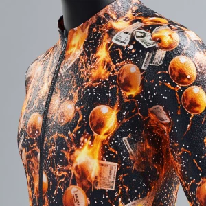 Create a photorealistic design of athletic apparel patterned wit...