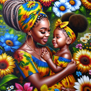 A tender depiction of a Bohemian mother with her child, both sty...