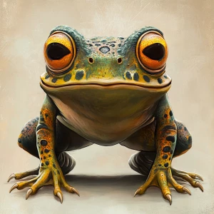 Create an image of an alien frog featuring characteristics of an...