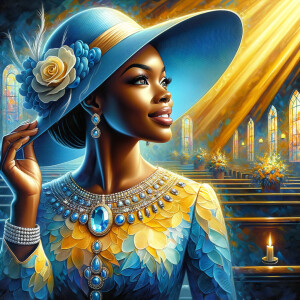 A spiritually enriching illustration portrays an African America...