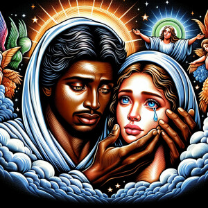 Ensure that the image distinctly represents both Jesus Christ an...