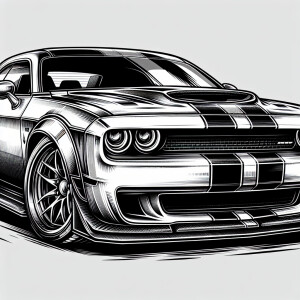 Line art of a 2020 camaro