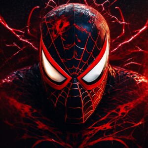 spiderman/venom morph, has spiderman face, venom eyes and tongue...