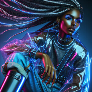 compose A stylized, glossy portrait of an African American woman...