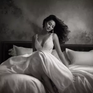 Capture Dahlia Valentina in a striking black-and-white photograp...