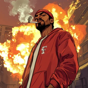 Fwog meme..smoking a cigarette in street clothes while things ex...