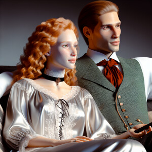 Photorealistic image. Beautiful ginger haired, fair skinned fema...