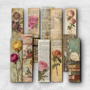Literary Girl Vintage Bookmarks – A set of vintage-style bookmar...