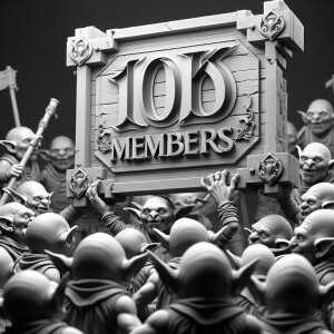 Goblins holding up a unique customized sign that reads 10K membe...