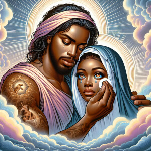 Ensure that the image distinctly represents both Jesus Christ an...