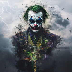 stunning digital artwork featuring the joker as the central elem...