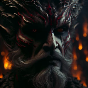As the flames rise, the demon king awakens. His molten stare bur...