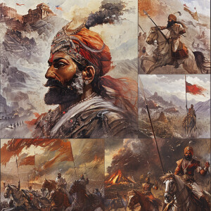 1. Top Middle: A detailed and realistic depiction of Shivaji Mah...